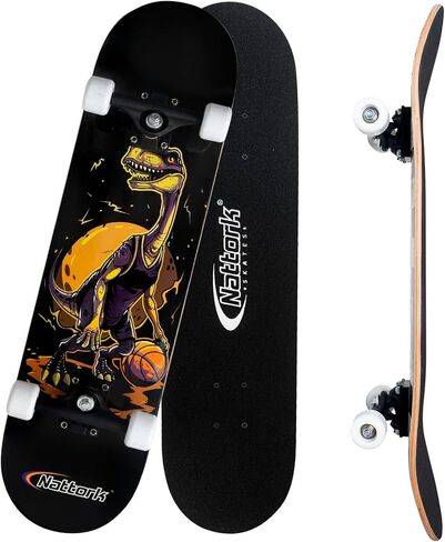 Nattork Skateboards 31 Inch Complete Skateboard Wood 9 Layer Canadian Maple Trick Skate Boards for Boys Girls Youth Teens Beginner in Kuwait