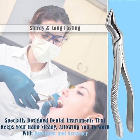 A2Z Scilab ملقط استخلاص الأسنان الألماني المسنن #32 ملقط استخلاص عالمي أدوات طب الأسنان - للشرفات العلوية والثنائيات والأضراس والجذور. - مصنوع من الفولاذ المقاوم للصدأ الفاخر in Kuwait