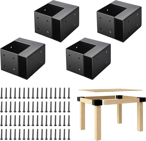 Heavy Duty Workbench Brackets Kit, 4PCS 4''x4'' Workbench Leg Frame Braces, for 4x4 & 2x4 Lumber, DIY Table Building Kit for Workbench Table, Shelving, Garage Storage in Kuwait