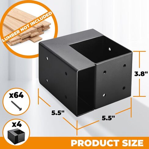 Heavy Duty Workbench Brackets Kit, 4PCS 4''x4'' Workbench Leg Frame Braces, for 4x4 & 2x4 Lumber, DIY Table Building Kit for Workbench Table, Shelving, Garage Storage in Kuwait