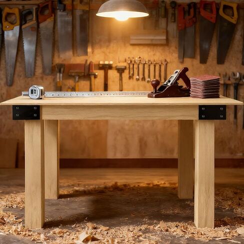 Heavy Duty Workbench Brackets Kit, 4PCS 4''x4'' Workbench Leg Frame Braces, for 4x4 & 2x4 Lumber, DIY Table Building Kit for Workbench Table, Shelving, Garage Storage in Kuwait