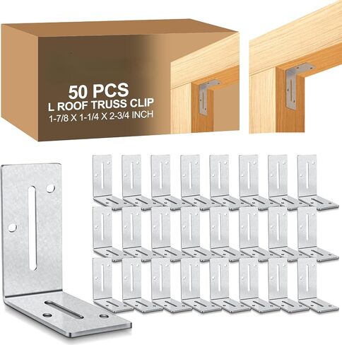 MorningRo 50 Pcs Roof Truss Clip Galvanized Angle Bracket Roof Hurricane Truss Clip L Corner Braces Slanted Brackets 1-7/8 X 1-1/4 X 2-3/4-Inch in Kuwait