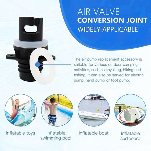 2024 NEW 2Pcs Electric Pump for Halkey-Roberts (HR) Valve Adapter for Electric Paddle Board Pump, Sup Pump Adaptor with 3 Gaskets in Kuwait