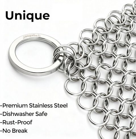 Amagabeli منظف الحديد الزهر 8 "× 6" قسط الفولاذ المقاوم للصدأ Chainmail الغسيل الحديد الزهر مقلاة نظافة لعموم وعاء ووك الشوايات شواء تنظيف الحديد الزهر in Kuwait