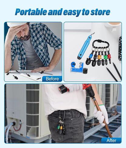 مجموعة أدوات إصلاح HVAC مع حامل لقم، مجموعة أدوات إزالة الأزيز لقطع الأنابيب النحاسية المحمولة، أدوات تأرجح مكيف الهواء، لقمة مثقاب 1/4 بوصة 3/8 بوصة 1/2 بوصة 5/8 بوصة 3/4 بوصة 7/8 بوصة in Kuwait