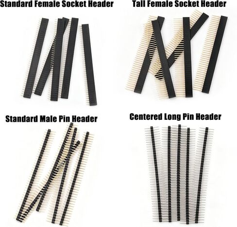 Professional 4-in-1 Prototyping Header Kit, 20Pack (5x4 Types) 1x40 Pin 2.54mm Gold Plated Male/Female for PCB Stacking, Arduino, Breadboard Module Interface in Kuwait