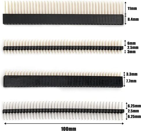 Professional 4-in-1 Prototyping Header Kit, 20Pack (5x4 Types) 1x40 Pin 2.54mm Gold Plated Male/Female for PCB Stacking, Arduino, Breadboard Module Interface in Kuwait