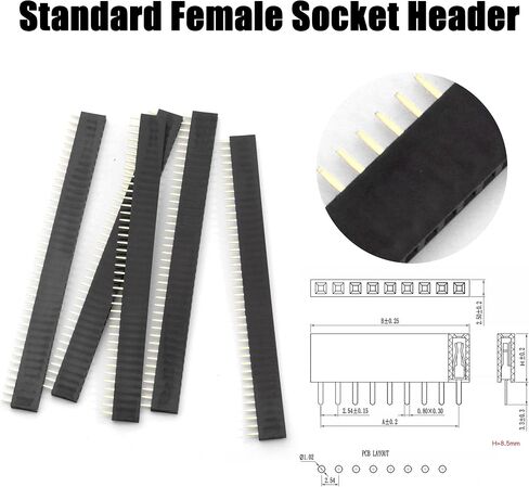Professional 4-in-1 Prototyping Header Kit, 20Pack (5x4 Types) 1x40 Pin 2.54mm Gold Plated Male/Female for PCB Stacking, Arduino, Breadboard Module Interface in Kuwait