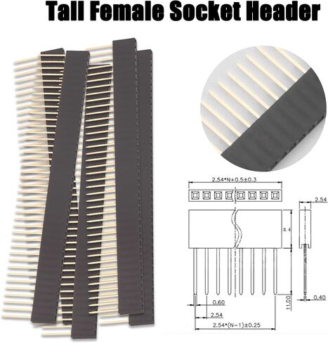 Professional 4-in-1 Prototyping Header Kit, 20Pack (5x4 Types) 1x40 Pin 2.54mm Gold Plated Male/Female for PCB Stacking, Arduino, Breadboard Module Interface in Kuwait