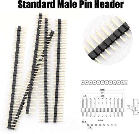 Professional 4-in-1 Prototyping Header Kit, 20Pack (5x4 Types) 1x40 Pin 2.54mm Gold Plated Male/Female for PCB Stacking, Arduino, Breadboard Module Interface in Kuwait
