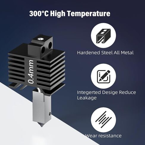 BURMONG ترقية 0.4 مم P1S/P1P Hotend Hot End مع جورب سيليكون مجموعة فوهة Hotend مجموعة مكونات الطابعة ثلاثية الأبعاد مجموعة الطارد السيراميكي الساخن مجموعة الثرمستور لسلسلة Bambu Lab P1P P1S in Kuwait