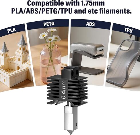 BURMONG ترقية 0.4 مم P1S/P1P Hotend Hot End مع جورب سيليكون مجموعة فوهة Hotend مجموعة مكونات الطابعة ثلاثية الأبعاد مجموعة الطارد السيراميكي الساخن مجموعة الثرمستور لسلسلة Bambu Lab P1P P1S in Kuwait