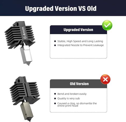 BURMONG ترقية 0.4 مم P1S/P1P Hotend Hot End مع جورب سيليكون مجموعة فوهة Hotend مجموعة مكونات الطابعة ثلاثية الأبعاد مجموعة الطارد السيراميكي الساخن مجموعة الثرمستور لسلسلة Bambu Lab P1P P1S in Kuwait