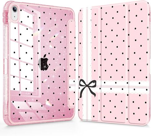 حافظة Mektron اللامعة لجهاز iPad 2025 مقاس 11 بوصة A16 chip الجيل الحادي عشر Fit 2022 iPad الجيل العاشر 10.9 بوصة، غطاء نحيف لامع مع غطاء خلفي شفاف لامع وغطاء ذكي قابل للطي - شبكة وردية كرزية in Kuwait