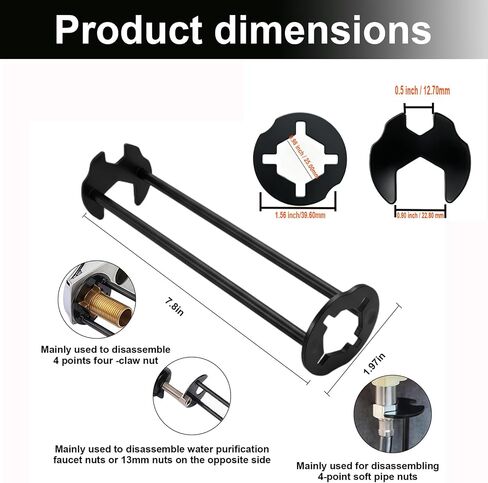 2PCS Multifunctional Sink Wrench, 7-in-1 Basin Faucet Wrench with 360 Rotating Head, Heavy Duty Under Sink Wrench for Tight Spaces, Universal Plumbing Tools for Kitchen Bathroom & Toilet in Kuwait
