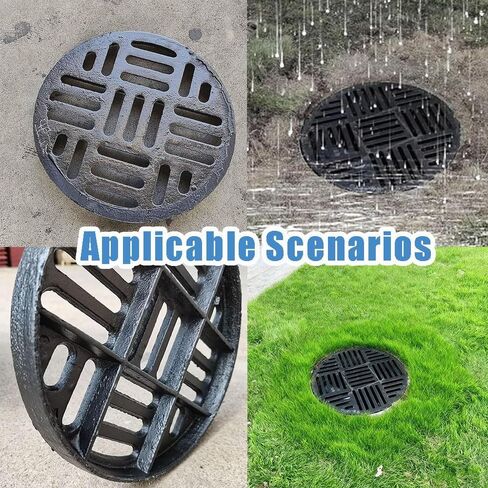 Heavy Duty Cast Iron Round Drain Grate - 8-27" Replacement Covers for Driveway & Concrete Drainage, Weatherproof, Easy Installation, Durable Sewer Grate for Long-Lasting Use,70x3cm-27.5x1.2in in Saudi Arabia