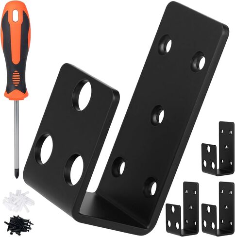 2x4 Door Barricade Brackets Heavy Duty Door Bracket Security Bar Holder for Home Basement Garage, Thicker High-Strength Steel Pre-Drilled Temporary Lock 2 PCS in Kuwait