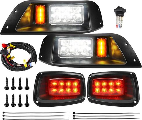 مجموعة إضاءة LED لعربة الجولف لـ EZGO TXT 1996-2013، مجموعة المصابيح الأمامية والمصابيح الخلفية EZGO TXT 12 فولت مع حزام أسلاك، سطوع عالي، طقم أسود in Kuwait