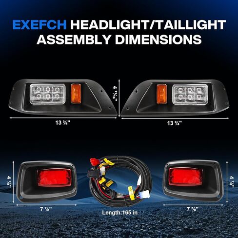 مجموعة إضاءة LED لعربة الجولف لـ EZGO TXT 1996-2013، مجموعة المصابيح الأمامية والمصابيح الخلفية EZGO TXT 12 فولت مع حزام أسلاك، سطوع عالي، طقم أسود in Kuwait