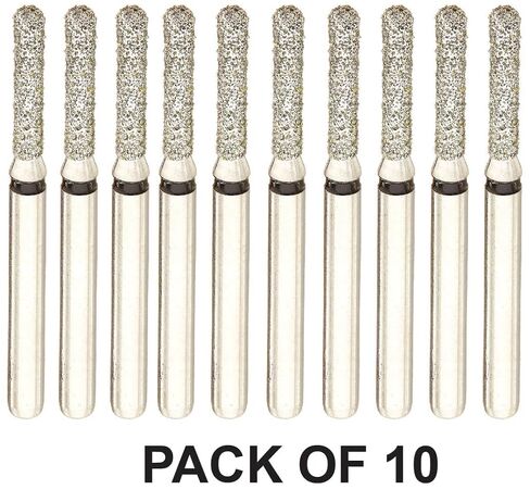 Economic Line of Diamond Burs: D-881/012SC, Super COARSE Grit. Shape of Round End Cylinder (KS Series) w/Dia 1.2 mm & Head Length 8.0 mm. Pack of 10. Multi-Use w/Two Diamond Layers. | Dental Diamond Burs in Kuwait