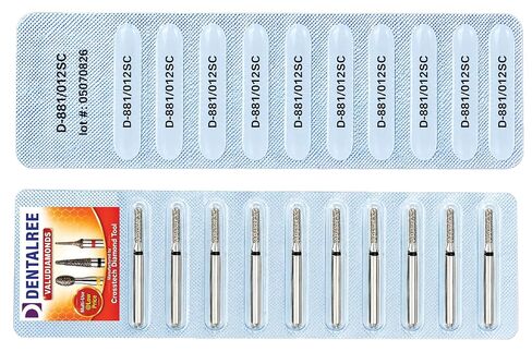 Economic Line of Diamond Burs: D-881/012SC, Super COARSE Grit. Shape of Round End Cylinder (KS Series) w/Dia 1.2 mm & Head Length 8.0 mm. Pack of 10. Multi-Use w/Two Diamond Layers. | Dental Diamond Burs in Kuwait