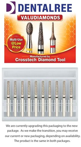 Economic Line of Diamond Burs: D-881/012SC, Super COARSE Grit. Shape of Round End Cylinder (KS Series) w/Dia 1.2 mm & Head Length 8.0 mm. Pack of 10. Multi-Use w/Two Diamond Layers. | Dental Diamond Burs in Kuwait