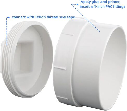 محول غطاء تنظيف المجاري أنثى PVC DWV مقاس 4 بوصة مع تركيب القابس، لجدول 40 نظام أنابيب الصرف الصحي PVC باللون الأبيض (4 بوصة) in Kuwait