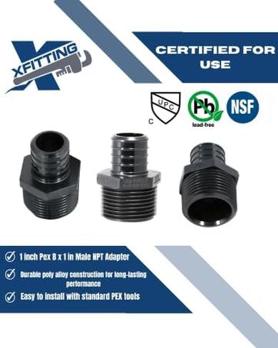 10 قطع XFITTING 1 بوصة Pex B x 1 بوصة محول NPT ذكر، سبيكة بولي، in Kuwait