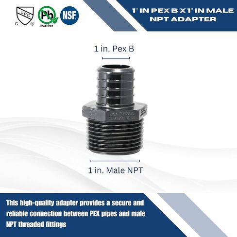 10 قطع XFITTING 1 بوصة Pex B x 1 بوصة محول NPT ذكر، سبيكة بولي، in Kuwait