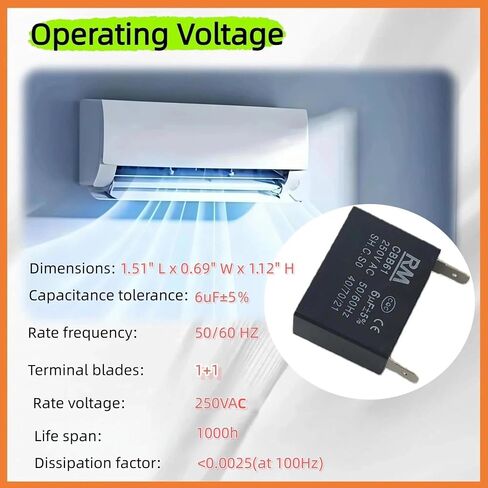 C61-P2 E237947 مكثف 6 فائق التوهج 250VAC 50/60 هرتز 10000AFC C22.2NO.190 85 درجة مئوية مناسب لمعظم معدات الأجهزة الكهربائية in Kuwait