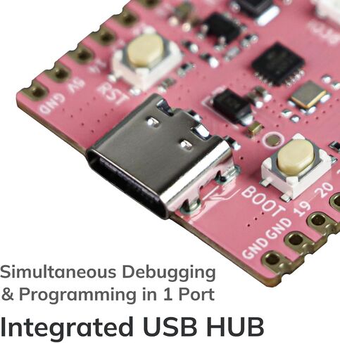 لوحة تطوير ESP32-S3 (N16R8)، ESP32-S3-WROOM-1 الرسمية، ENIG & Castelated، برنامج/تصحيح أخطاء USB-C فردي، فلاش 16 ميجابايت، 8 ميجابايت PSRAM، وحدة تحكم دقيقة لاسلكية لـ IoT AI in Kuwait