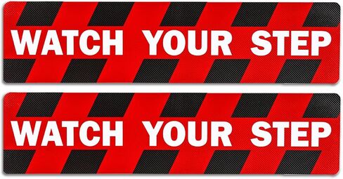 ملصقات CDHXOME Watch Your Step Floor - 2 عبوة من ملصقات مقاومة للماء مضادة للانزلاق مقاس 20 × 5 بوصة للسلامة الداخلية والخارجية، فينيل ذاتي اللصق ممتاز، مقاومة لأشعة الشمس (أحمر) in Kuwait