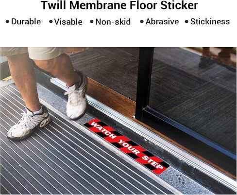 ملصقات CDHXOME Watch Your Step Floor - 2 عبوة من ملصقات مقاومة للماء مضادة للانزلاق مقاس 20 × 5 بوصة للسلامة الداخلية والخارجية، فينيل ذاتي اللصق ممتاز، مقاومة لأشعة الشمس (أحمر) in Kuwait