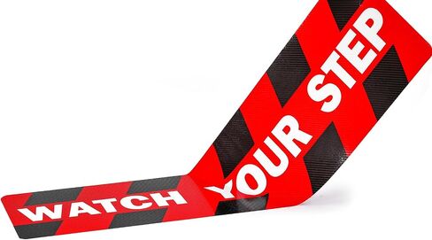 ملصقات CDHXOME Watch Your Step Floor - 2 عبوة من ملصقات مقاومة للماء مضادة للانزلاق مقاس 20 × 5 بوصة للسلامة الداخلية والخارجية، فينيل ذاتي اللصق ممتاز، مقاومة لأشعة الشمس (أحمر) in Kuwait