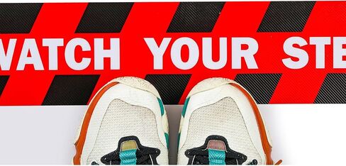 ملصقات CDHXOME Watch Your Step Floor - 2 عبوة من ملصقات مقاومة للماء مضادة للانزلاق مقاس 20 × 5 بوصة للسلامة الداخلية والخارجية، فينيل ذاتي اللصق ممتاز، مقاومة لأشعة الشمس (أحمر) in Kuwait