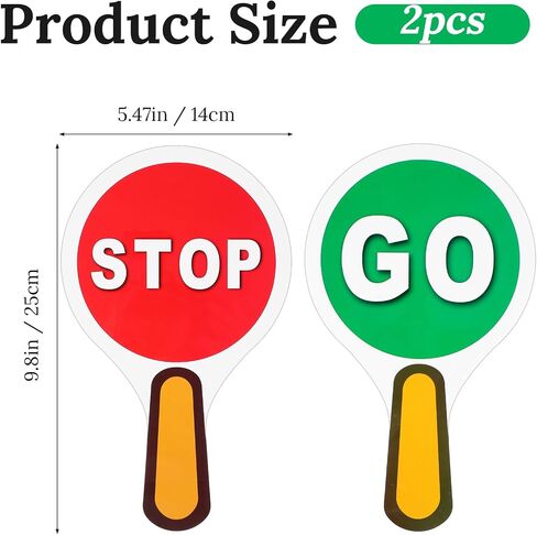 2 Pcs Stop Sign with Handle, Red Light Green Light GO & Stop Sign For Kids, "STOP" and "GO" Signs Double Sided Ideal for Red-Light Green-Light Game and Street Safety (12.6 x 9.8 In) in Kuwait