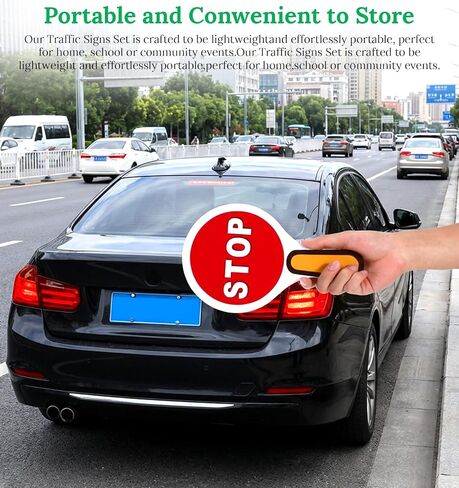 2 Pcs Stop Sign with Handle, Red Light Green Light GO & Stop Sign For Kids, "STOP" and "GO" Signs Double Sided Ideal for Red-Light Green-Light Game and Street Safety (12.6 x 9.8 In) in Kuwait