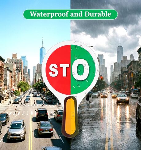 2 Pcs Stop Sign with Handle, Red Light Green Light GO & Stop Sign For Kids, "STOP" and "GO" Signs Double Sided Ideal for Red-Light Green-Light Game and Street Safety (12.6 x 9.8 In) in Kuwait