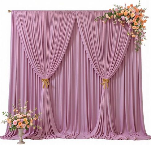 10 x 10ft Pink Backdrop Curtains, Baby Pink Wrinkle Free Draping Fabric Wedding Birthday Baby Bridal Shower Graduation Party Drapes for Backdrop Photography Photo Booth Background Decoration in Saudi Arabia