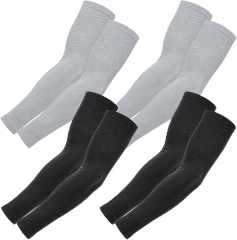 Cooling Arm Sleeves - 4 Pairs UV Sun Protection Sleeves for Women & Men, Breathable Elastic Arm Coolers for Hiking, Driving, Working & Outdoor Sports in Kuwait