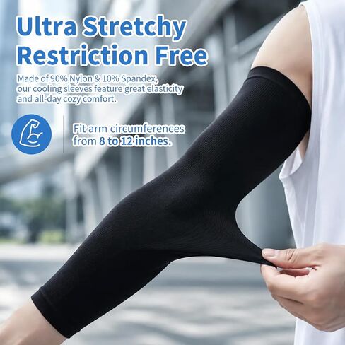 Cooling Arm Sleeves - 4 Pairs UV Sun Protection Sleeves for Women & Men, Breathable Elastic Arm Coolers for Hiking, Driving, Working & Outdoor Sports in Kuwait