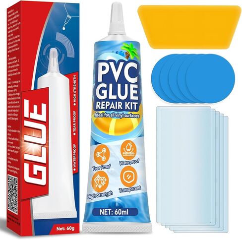 طقم رقعة مرتبة هوائية، طقم إصلاح من الفينيل المقاوم للماء مع غراء PVC | طقم إصلاح رقعة حمام السباحة مع رابطة PVC مرنة ومحكم الإغلاق؛ مقاوم للماء بعد المعالجة، ومقاوم للأشعة فوق البنفسجية والحرارة؛ يقاوم التقشير in Kuwait