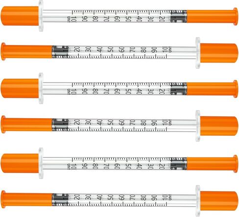Jeringas con agujas para inyectar, 30G 1ml/cc 1/2"(12.7mm) jeringas de insulina, Pack of 100 in Kuwait