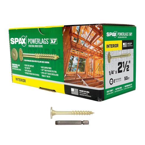 SPAX 1/4 بوصة × 2-1/2 بوصة براغي Powerlags الداخلية لرأس الفطيرة من الخشب الهيكلي (50 قطعة) T40 T-Star أصفر زنك عالي التحمل لمشاريع البناء الحاملة in Kuwait