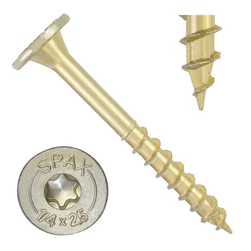 SPAX 1/4 بوصة × 2-1/2 بوصة براغي Powerlags الداخلية لرأس الفطيرة من الخشب الهيكلي (50 قطعة) T40 T-Star أصفر زنك عالي التحمل لمشاريع البناء الحاملة in Kuwait