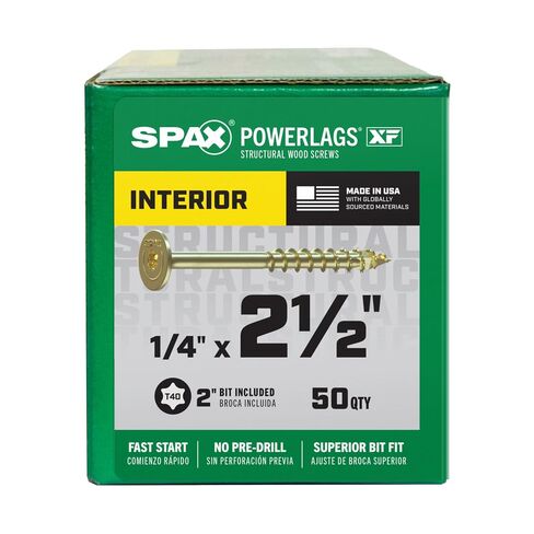 SPAX 1/4 بوصة × 2-1/2 بوصة براغي Powerlags الداخلية لرأس الفطيرة من الخشب الهيكلي (50 قطعة) T40 T-Star أصفر زنك عالي التحمل لمشاريع البناء الحاملة in Kuwait