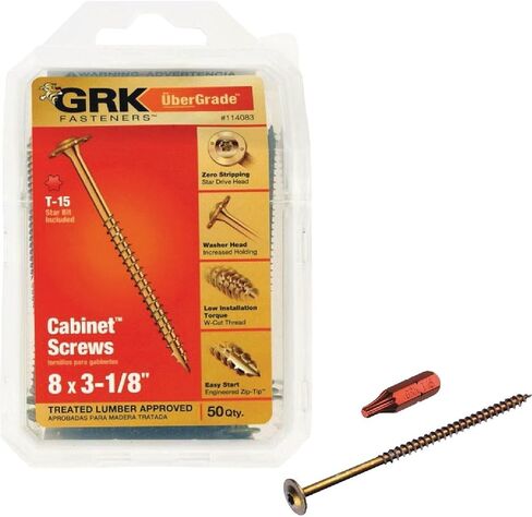GRK #8 × 3-1/8 بوصة. برغي خزانة ستار درايف (50 قيراط) 114083 كريكسيس 114083 in Kuwait