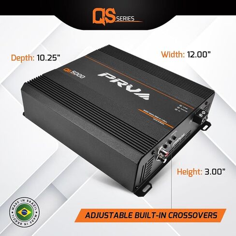 PRV Audio QS5000 1 أوم 5000 واط أمبير مضخم صوت السيارة كامل المدى صوت عالي الدقة 1 قناة 5K أمبير سيارة مع عناصر تحكم HPF وLPF مدمجة لأنظمة الصوت الاحترافية in Kuwait