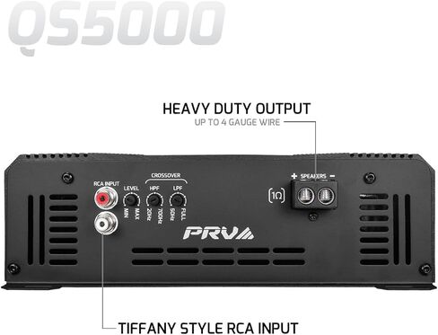 PRV Audio QS5000 1 أوم 5000 واط أمبير مضخم صوت السيارة كامل المدى صوت عالي الدقة 1 قناة 5K أمبير سيارة مع عناصر تحكم HPF وLPF مدمجة لأنظمة الصوت الاحترافية in Kuwait