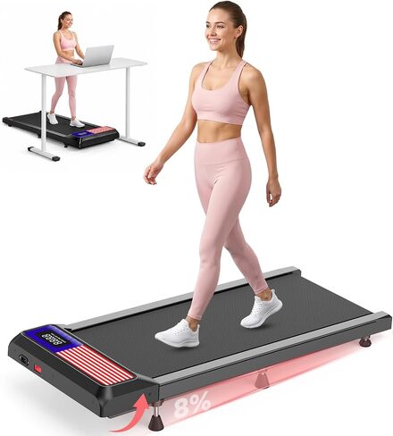 HCOIW Walking Pad Treadmill for Home Office, Portable Under Desk Treadmill | 3-in-1 Foldable Walking Pad with Incline, Quiet, Remote, No Installation, Portable & Easy Storage for Home Office in Kuwait